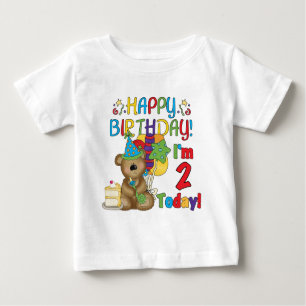 Camiseta Para Bebê Segundo aniversário do urso de ursinho do feliz