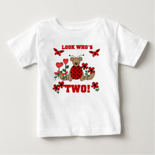 Camiseta Para Bebê Segundo aniversário do urso do joaninha