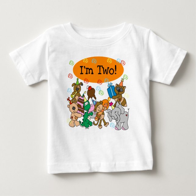 Camiseta Para Bebê Segundo aniversário dos animais (Frente)