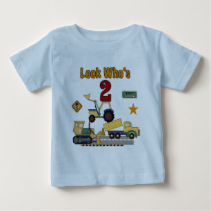 Camiseta Para Bebê Segundo aniversário dos veículos da construção