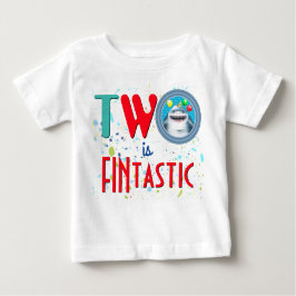 Camiseta Para Bebê Segundo Aniversário Fintástico do Tubarão
