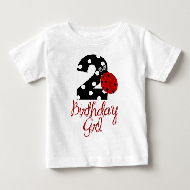 Camiseta Para Bebê segundo aniversário - Ladybug - 2 Lady Bug (Frente)