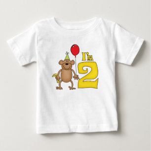 Camiseta Para Bebê Segundo aniversário Macaco Engraçado