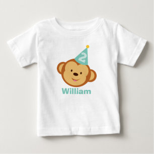 Camiseta Para Bebê segundo aniversário Macaco Menino com Nome Persona