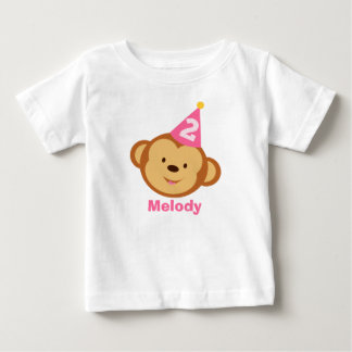 Camiseta Para Bebê segundo aniversário Macaco Rapariga com Nome Perso