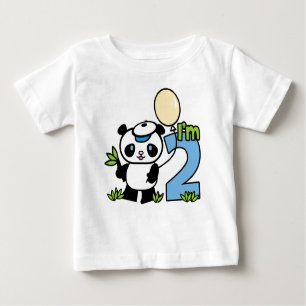 Camiseta Para Bebê Segundo aniversário Panda Boy