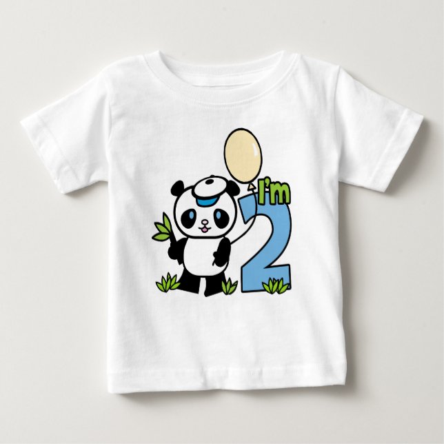 Camiseta Para Bebê Segundo aniversário Panda Boy (Frente)