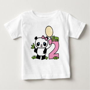 Camiseta Para Bebê Segundo aniversário Panda Girl