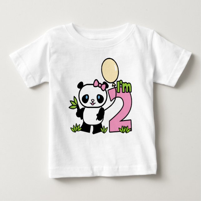 Camiseta Para Bebê Segundo aniversário Panda Girl (Frente)