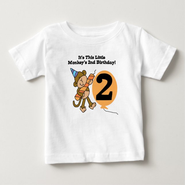 Camiseta Para Bebê Segundo aniversário pequeno do macaco (Frente)