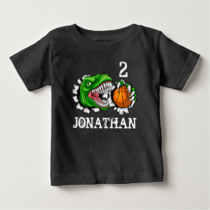 Camiseta Para Bebê Segundo aniversário personalizado de basquete T-Re