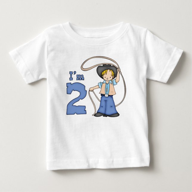 Camiseta Para Bebê Segundo aniversário Roper Cowboy (Frente)