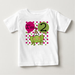 Camiseta Para Bebê segundo aniversário rosa sapo