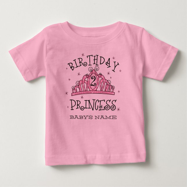 Camiseta Para Bebê Segundo aniversário Tiara Princess Personalizado (Frente)