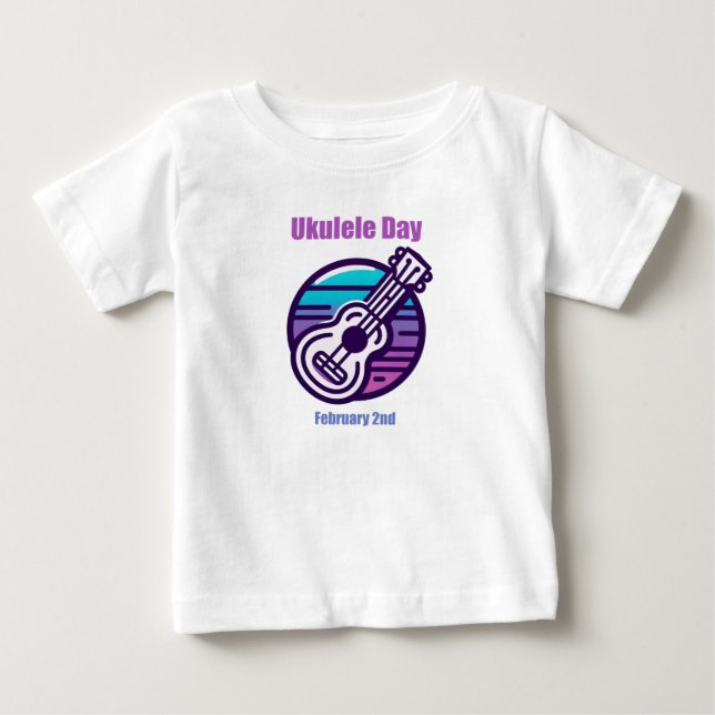 Camiseta Para Bebê Segundo Fev - Dia Ukulele (Frente)