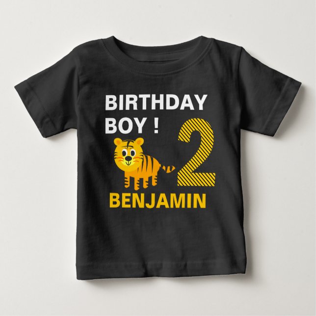 Camiseta Para Bebê Segundo Tigre - Segunda Festa de aniversário (Frente)