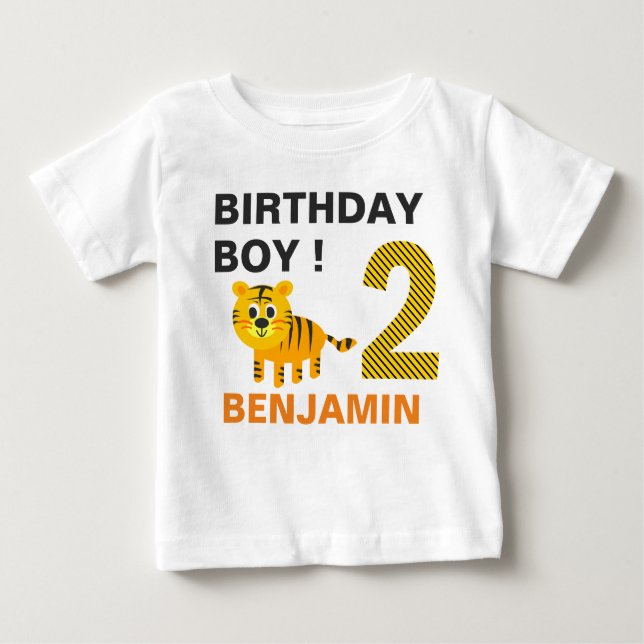 Camiseta Para Bebê Segundo Tigre - Segunda Festa de aniversário (Frente)