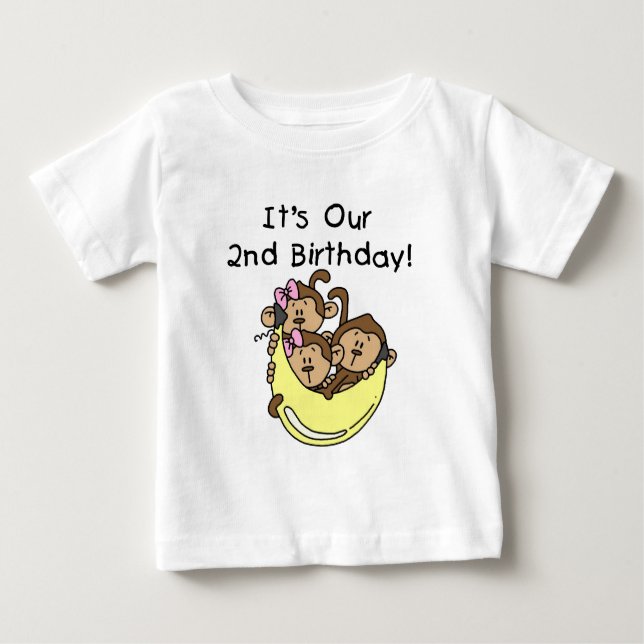Camiseta Para Bebê Segundo Triplets - Duas Meninas e um Menino (Frente)