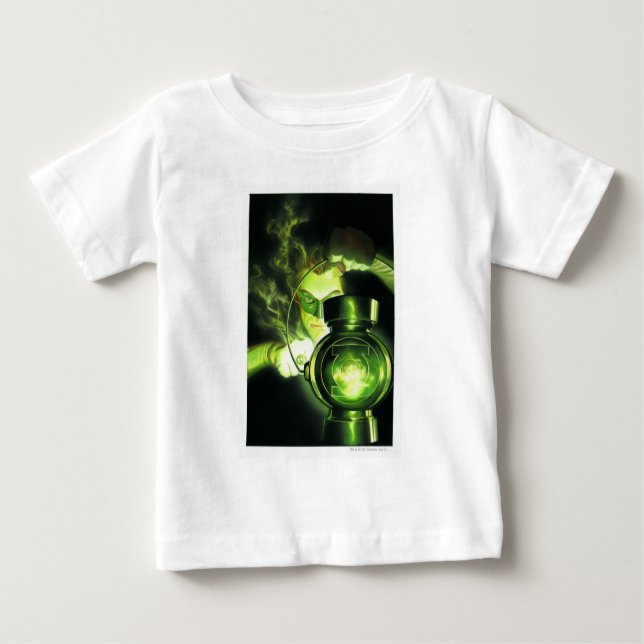 Camiseta Para Bebê Segurando a Lanterna Verde (Frente)