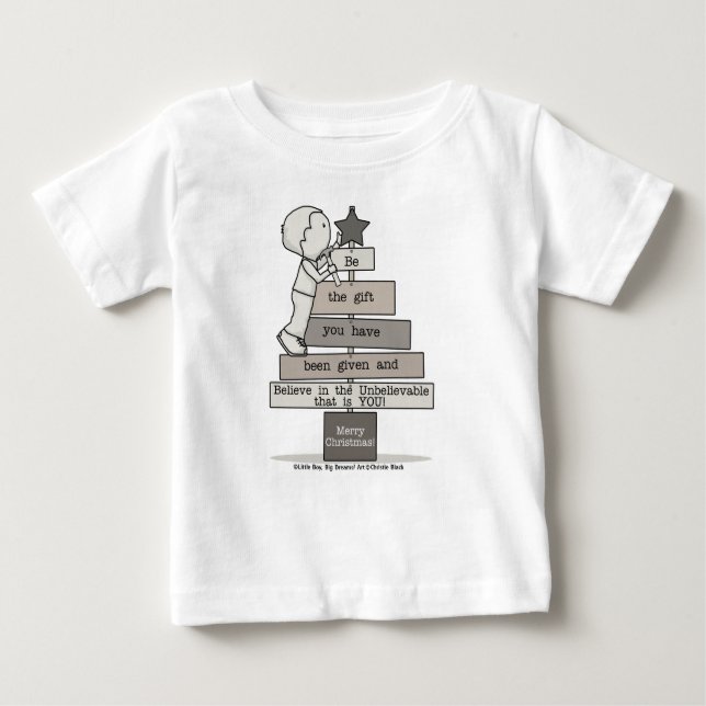 Camiseta Para Bebê Seja a árvore de Natal do presente (Frente)