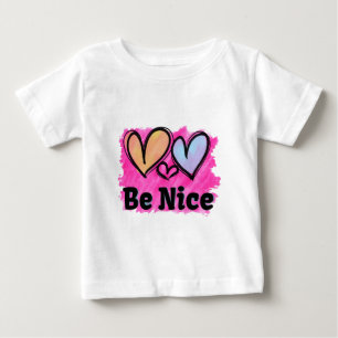 Camiseta Para Bebê Seja Legal Corações Aquarela