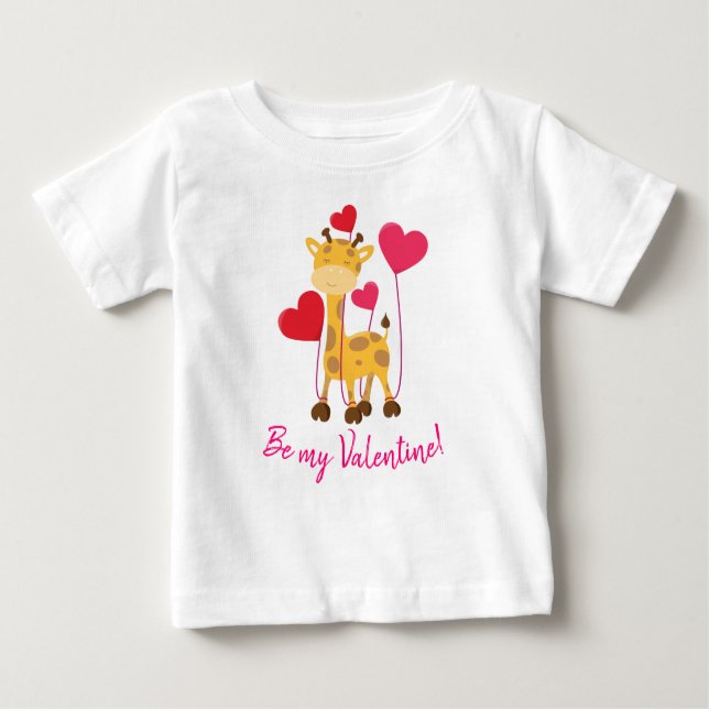 Camiseta Para Bebê Seja minha girafa bonitinha dos namorados com balõ (Frente)