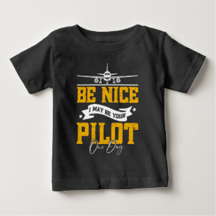 Camiseta Para Bebê Seja Simpático, Posso Ser Seu Piloto Um Dia Piloto