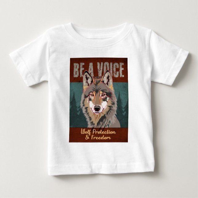 Camiseta Para Bebê Seja uma voz - Proteção e Liberdade do Lobo (Frente)