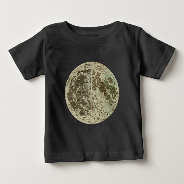 Camiseta Para Bebê Selenografia de Bowles ou Mapa da Lua - 1780 (Frente)