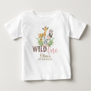 Camiseta Para Bebê Selgle Animal Selvagem Um primeiro aniversario De 