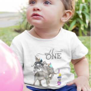Camiseta Para Bebê Selgle Safari Wild One Festa de aniversário Animal