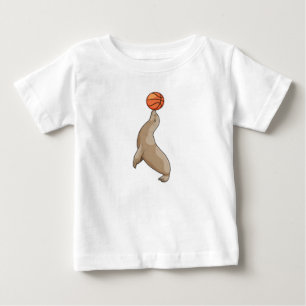 Camiseta Para Bebê Selo com basquete