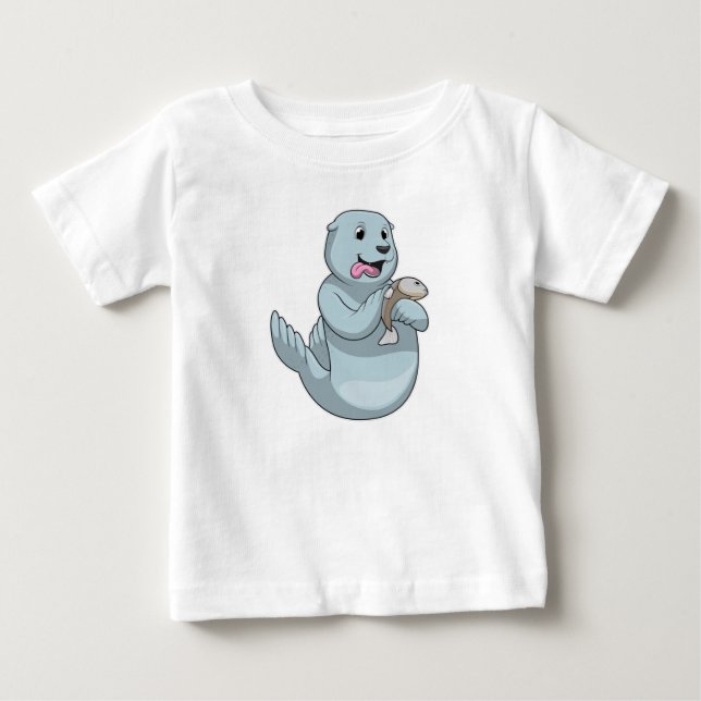 Camiseta Para Bebê Selo com Peixe (Frente)