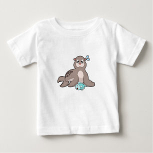 Camiseta Para Bebê Selo com Peixe