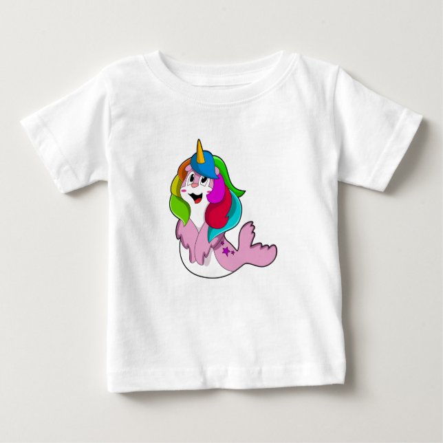 Camiseta Para Bebê Selo como Unicórnio (Frente)