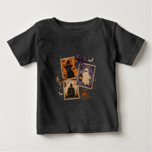 Camiseta Para Bebê Selos Postais de Halloween