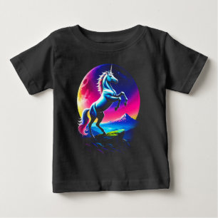 Camiseta Para Bebê Selva Colorida Fantástica de Unicórnios