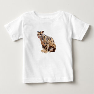 Camiseta Para Bebê selva de grande gato da selva de leopardo nublado