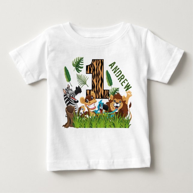 Camiseta Para Bebê Selva de primeiro aniversario Selvagem (Frente)
