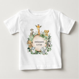 Camiseta Para Bebê Selva Safari Selvagem Selvagem Cute Folha