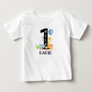 Camiseta Para Bebê Selva Selvagem Selvagem Menino Primeiro Aniversári