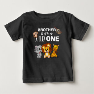 Camiseta Para Bebê Selva Um Irmão primeiro aniversario Safari