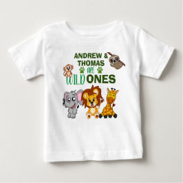 Camiseta Para Bebê Selva Uma Selva Safari Gêmeos Animais Primeiro Ani
