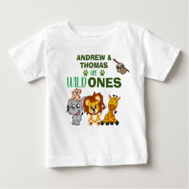 Camiseta Para Bebê Selva Uma Selva Safari Gêmeos Animais Primeiro Ani