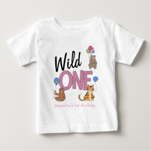 Camiseta Para Bebê Selvagem de Safari Primeiro Aniversário