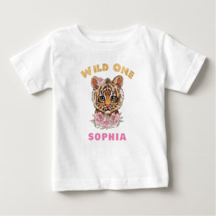 Camiseta Para Bebê Selvagem de Um primeiro aniversario Selvagem, Tigr