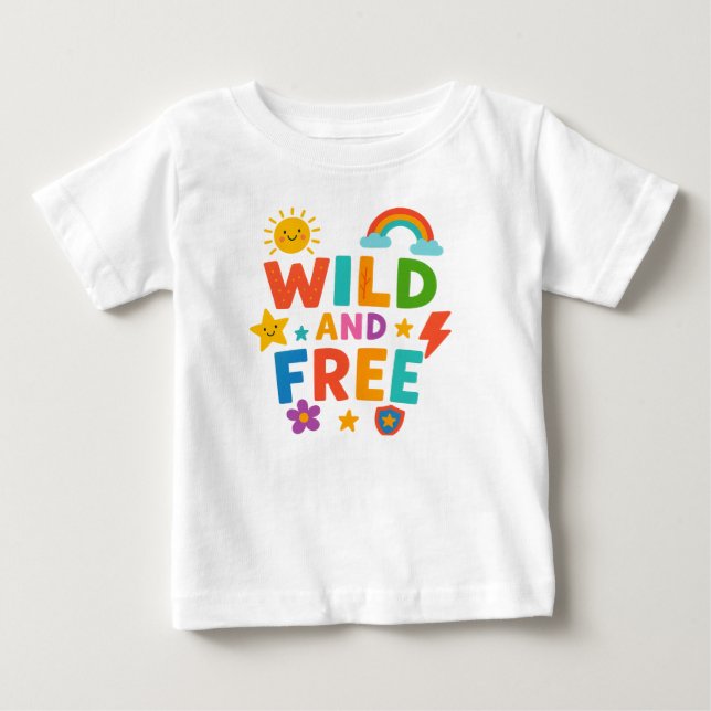 Camiseta Para Bebê Selvagem e Livre (Frente)