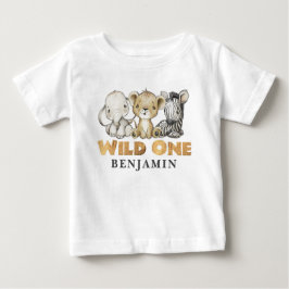 Camiseta Para Bebê SELVAGEM Personalizada 1 Safari Primeiro Aniversár