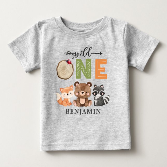Camiseta Para Bebê SELVAGEM PRIMEIRO Aniversário (Frente)