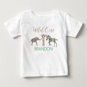 Camiseta Para Bebê Selvagem Um Safari Animal 1º Aniversário Bebê